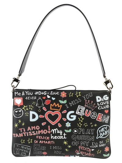 Dolce & Gabbana Cleo Bag In Printed Nappa Leather In Black