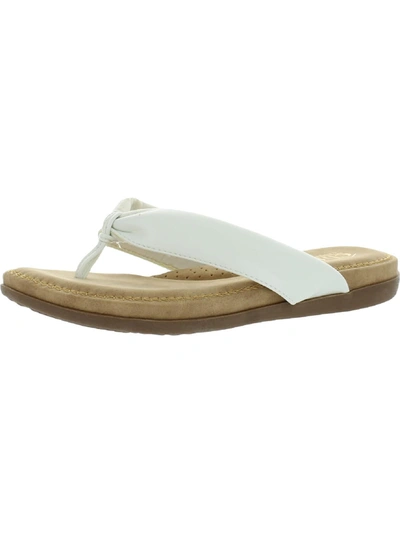 Cliffs By White Mountain Forgiving Womens Faux Leather Slides Flat Sandals In White