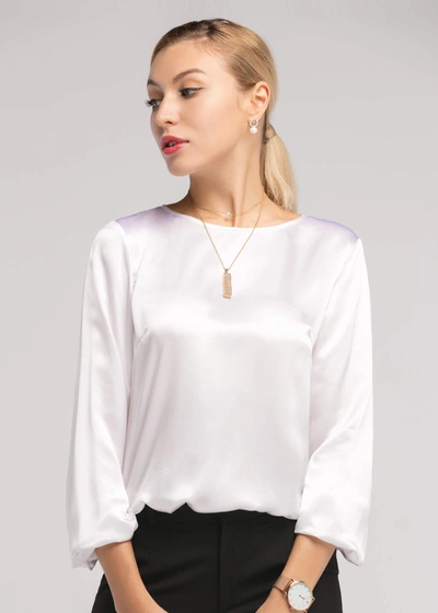Lilysilk Round Neck  Silk Blouse In White