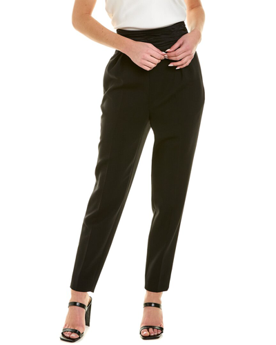 Carolina Herrera High Waisted Pleated Cummerbund Wool-blend Pant In Black