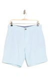 14th & Union Flat Front Chambray Trim Fit Shorts In Blue Sphere