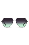 Quay High Key Mini 51mm Aviator Sunglasses In Black/ Black Fade Mint