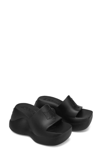 Naked Wolfe Chic Platform Slide Sandal In Black-rubber
