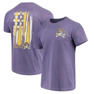 Image One Purple Ecu Pirates Baseball Flag Comfort Colors T-shirt