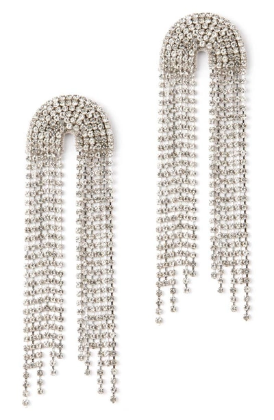 Deepa Gurnani Warren Crystal Drop Earrings In Silver
