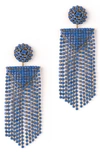 Deepa Gurnani Fanning Crystal Drop Earrings In Denim