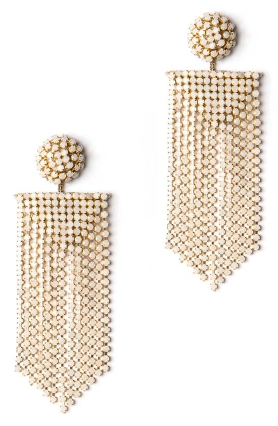 Deepa Gurnani Fanning Crystal Drop Earrings In Ivory