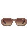 Quay Hyped Up 50mm Gradient Square Sunglasses In Oat/ Brown