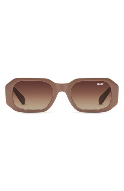 Quay Hyped Up 50mm Gradient Square Sunglasses In Oat/ Brown