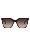 Quay Level Up 51mm Gradient Polarized Square Sunglasses In Tort Gold/ Smoke Polarized