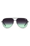 Quay High Key Micro 49mm Gradient Aviator Sunglasses In Black/ Black Fade Mint