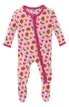 Kickee Pants Babies' Muffin Ruffle Print Footie In Lotus Berries