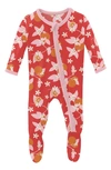 Kickee Pants Babies' Muffin Ruffle Print Footie In Poppy Orange Blossom