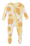 Kickee Pants Babies' Muffin Ruffle Print Footie In Wallaby Hydrangea