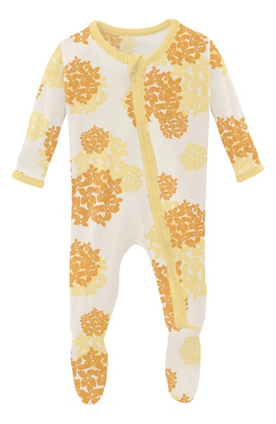 Kickee Pants Babies' Muffin Ruffle Print Footie In Wallaby Hydrangea