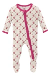 Kickee Pants Babies' Muffin Ruffle Print Footie In Natural Rose Trellis