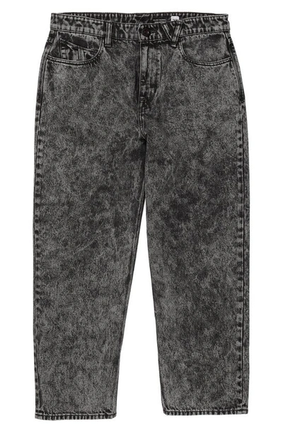Volcom Billow Acid Wash Loose Tapered Fit Jeans In Light Acid Black