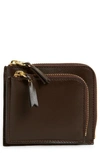 Comme Des Garçons Outside Pocket Two-compartment Half Zip Leather Wallet In Brown