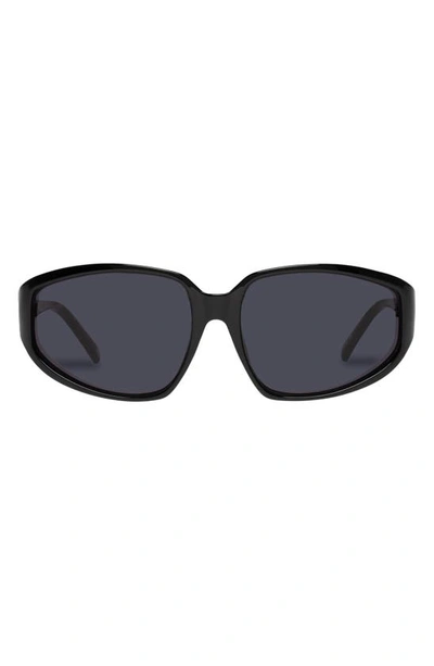 Le Specs Avenger 59mm Wraparound Sunglasses In Black / Smoke Mono