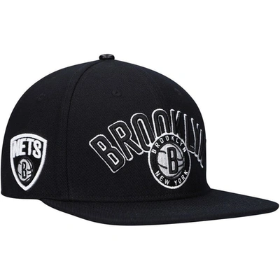 Pro Standard Black Brooklyn Nets Wordmark Logo Snapback Hat