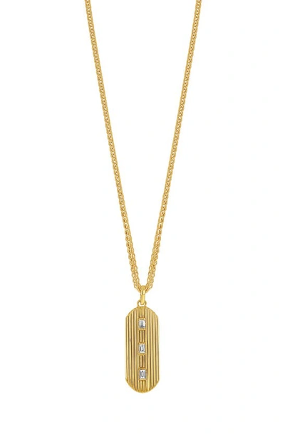 Bony Levy Baguette Diamond Dog Tag Pendant Necklace In 18k Yellow Gold