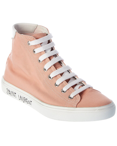 Saint Laurent Malibu Mid Canvas Sneaker In Pink