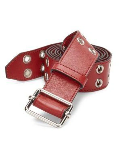 Valentino Garavani Leather Grommet Belt In Red