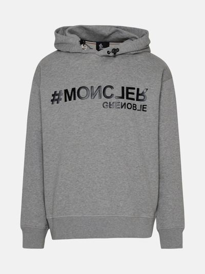 Moncler Grenoble Gray Hoodie With Logo In Grey