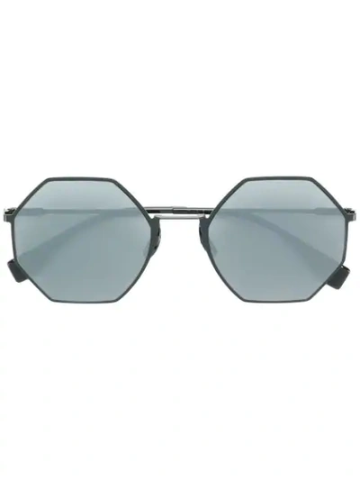 Fendi 53mm Octagonal Polarized Metal Sunglasses - Black