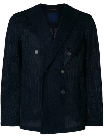 Altea Knitted Double Breasted Blazer In Blue