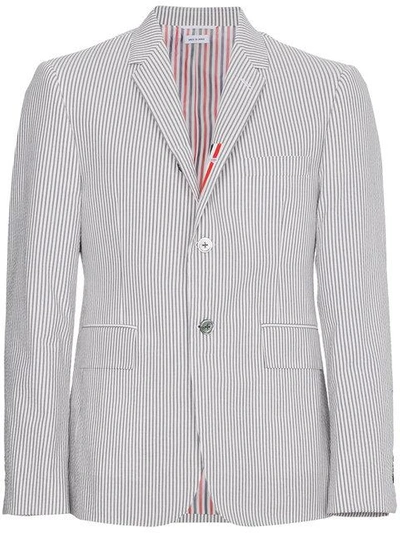 Thom Browne Single Breasted Seersucker Jacket - Grey