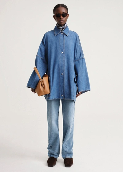 【TOTEME】DENIM OVERSHIRT WITH POCKET DETAIL (関税込み） Totême Denim Overshirt Jacket Soft Blue | ModeSens