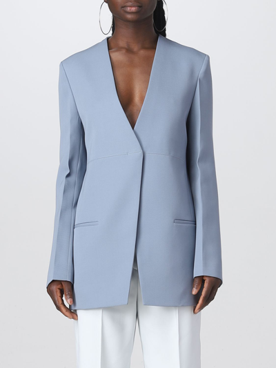 Jil Sander Tailored Single Breast Blazer Jacket In Light Blue