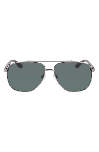 Cole Haan 61mm Combination Aviator Polarized Sunglasses In Gunmetal