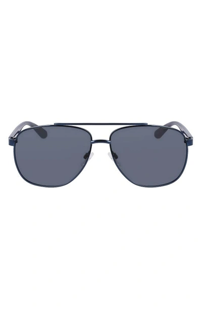 Cole Haan 61mm Combination Aviator Polarized Sunglasses In Navy