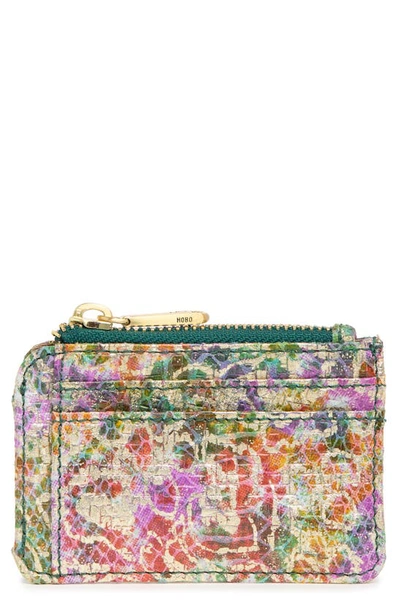 Hobo Kai Leather Card Holder In Rainbow Cheetah