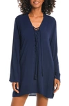 La Blanca V-neck Cover-up Tunic Dress In Indigo