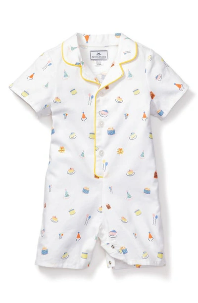 Petite Plume Babies' Birthday Wish One-piece Short Pajamas In White