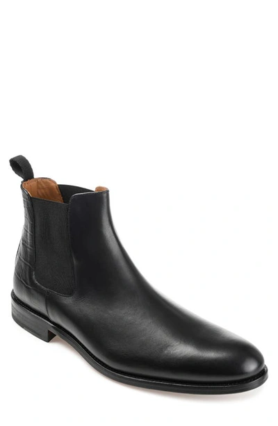 Taft Hiro Croc Embossed Leather Chelsea Boot In Midnight