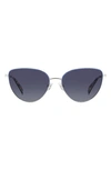 Kate Spade 55mm Hailey/g/s Cat Eye Sunglasses In Pall Blue/ Grey Shaded