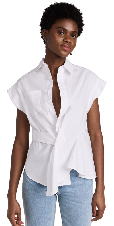 Aknvas Stella Deconstructed Cotton Button-up Blouse In White