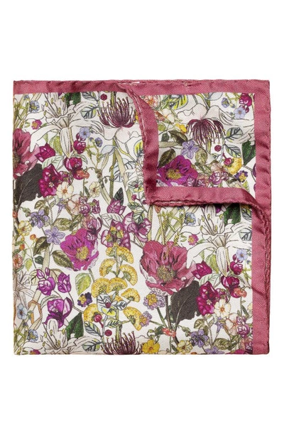 Eton Floral Print Silk Pocket Square In Purple