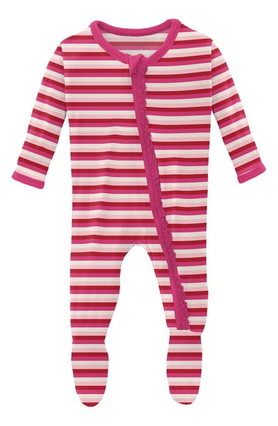 Kickee Pants Muffin Ruffle Print Footie In Anniversary Candy Stripe