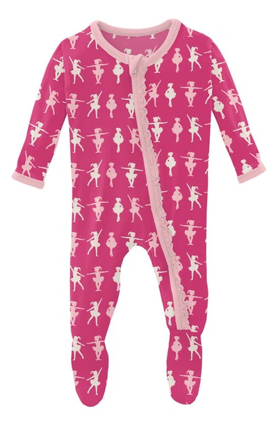 Kickee Pants Muffin Ruffle Print Footie In Calypso Ballerina
