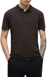 Allsaints Figure Solid Cotton Polo In Washed Black