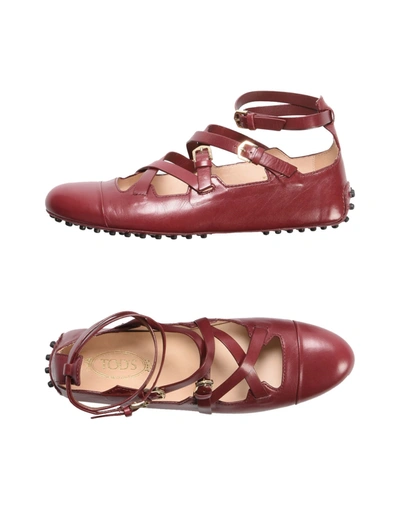 Tod's Ballet Flats In Maroon