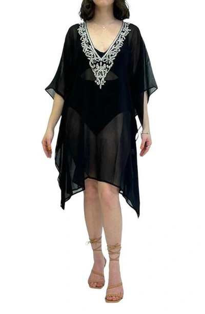 Ranee's Sequence Slit Poncho In Black
