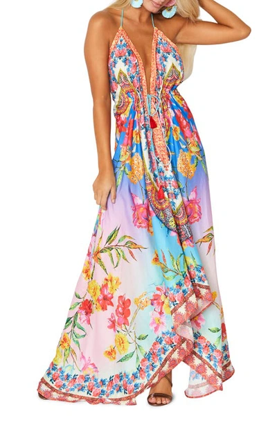 Ranee's Ranees Ombré Halter Dress In Ombre Blue