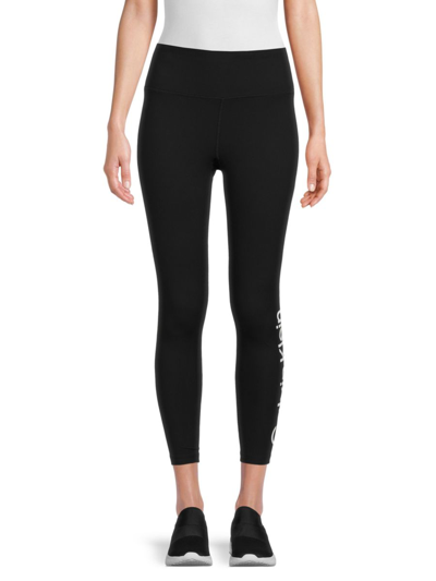 Calvin Klein Performance Women's High Rise Logo Leggings In Black