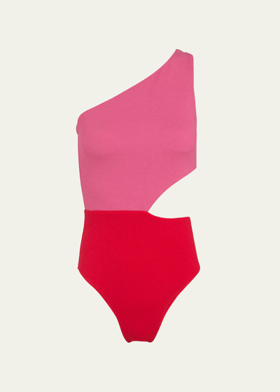 Vix Drape Colorblock Asymmetric One-piece Swimsuit In Firenze Ballet